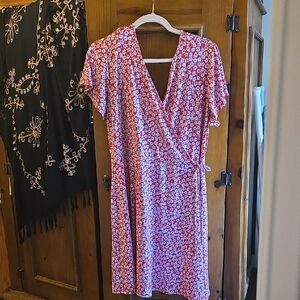 Gilli Red and White Flutter Sleeve Midi Sundress